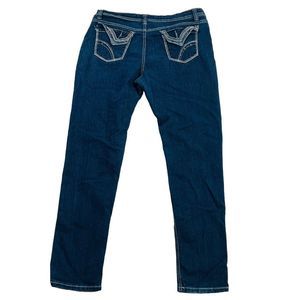Embellished Flap Pocket Women's Embroidered Skinny Stretch Rhinestone Jeans 12